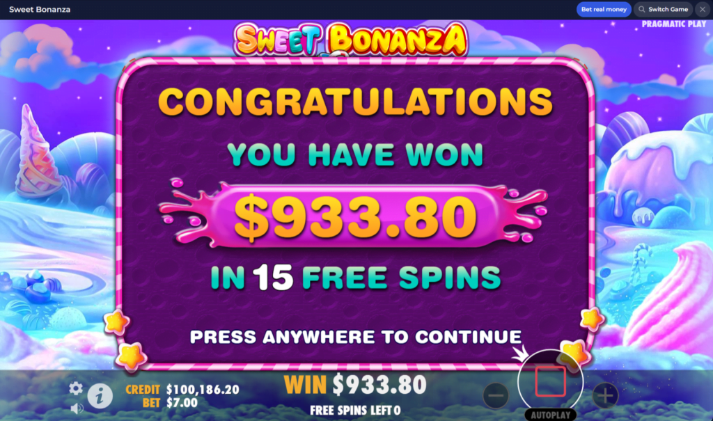 Sweet Bonanza Win