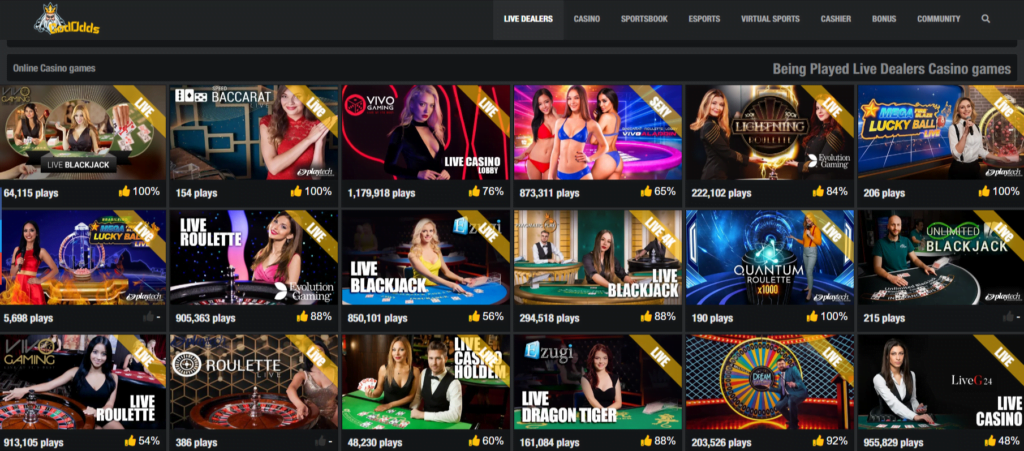 God Odds Casino Live Dealer Games