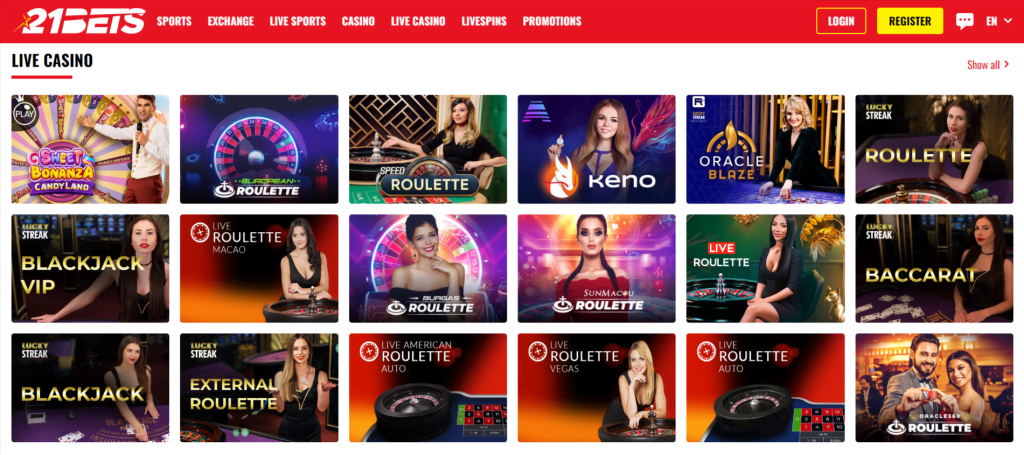 21Bets Live Casino